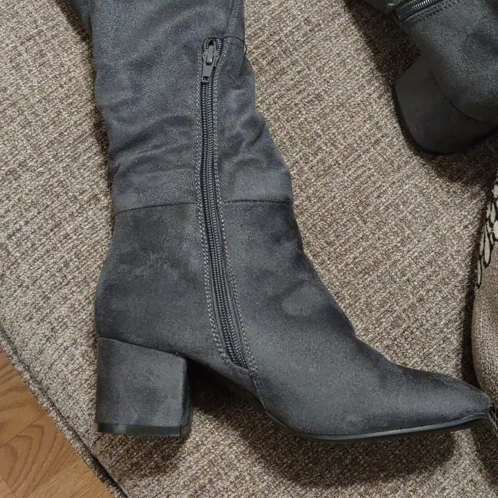 Over the Knee Faux Suede Lace Up the Back Boots